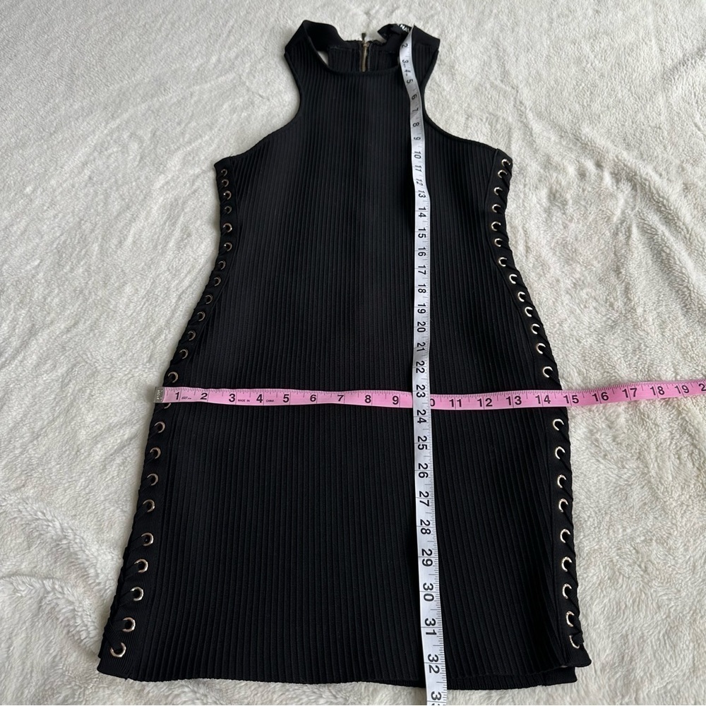 NBD Black Lace-Up Ribbed Mini Dress - Picture 5 of 13